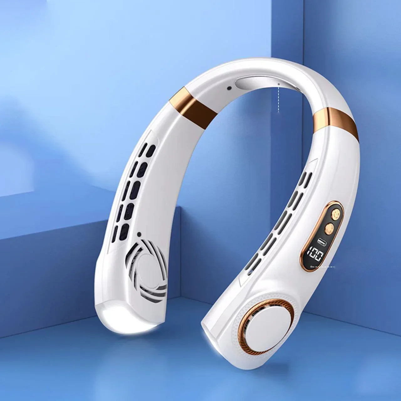 AirNest – Portable Neck Fan with Bladeless Cooling, LED Lights & USB Rechargeable Battery (4000 mAh)
