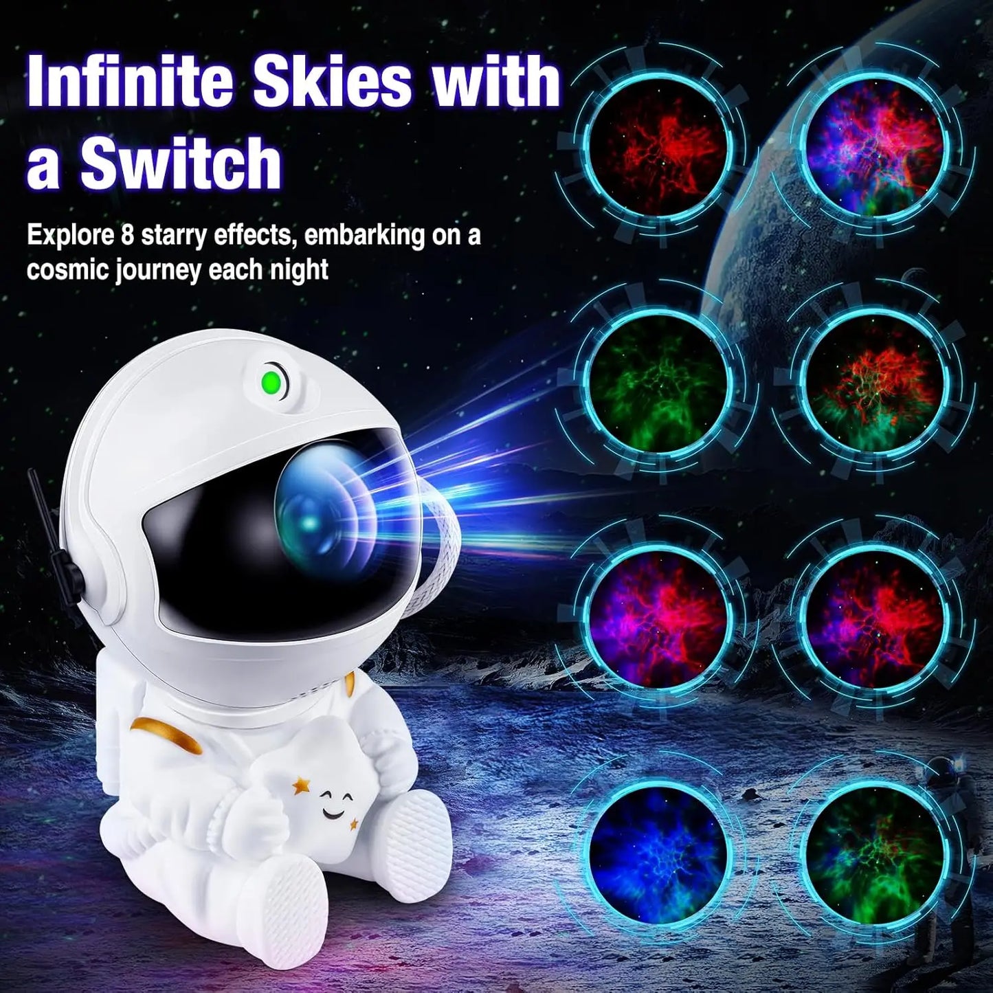 LumiNova Galaxy Projector – LED Night Light & Starry Sky Projector with Astronaut Design