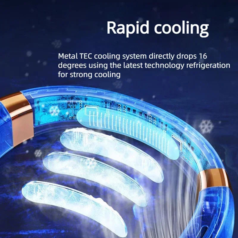AirNest – Portable Neck Fan with Bladeless Cooling, LED Lights & USB Rechargeable Battery (4000 mAh)