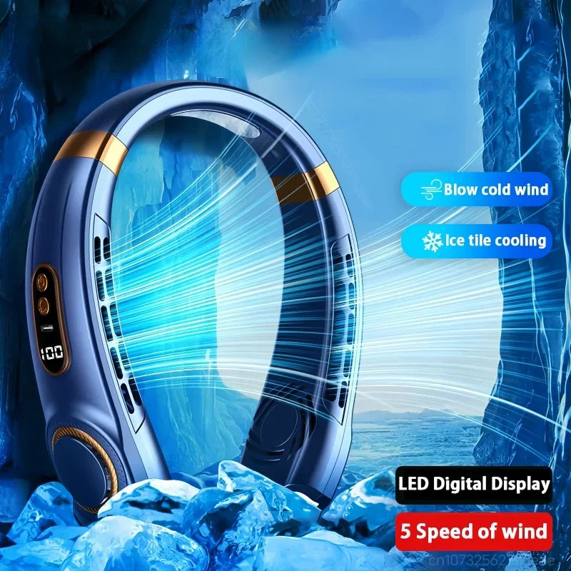 AirNest – Portable Neck Fan with Bladeless Cooling, LED Lights & USB Rechargeable Battery (4000 mAh)