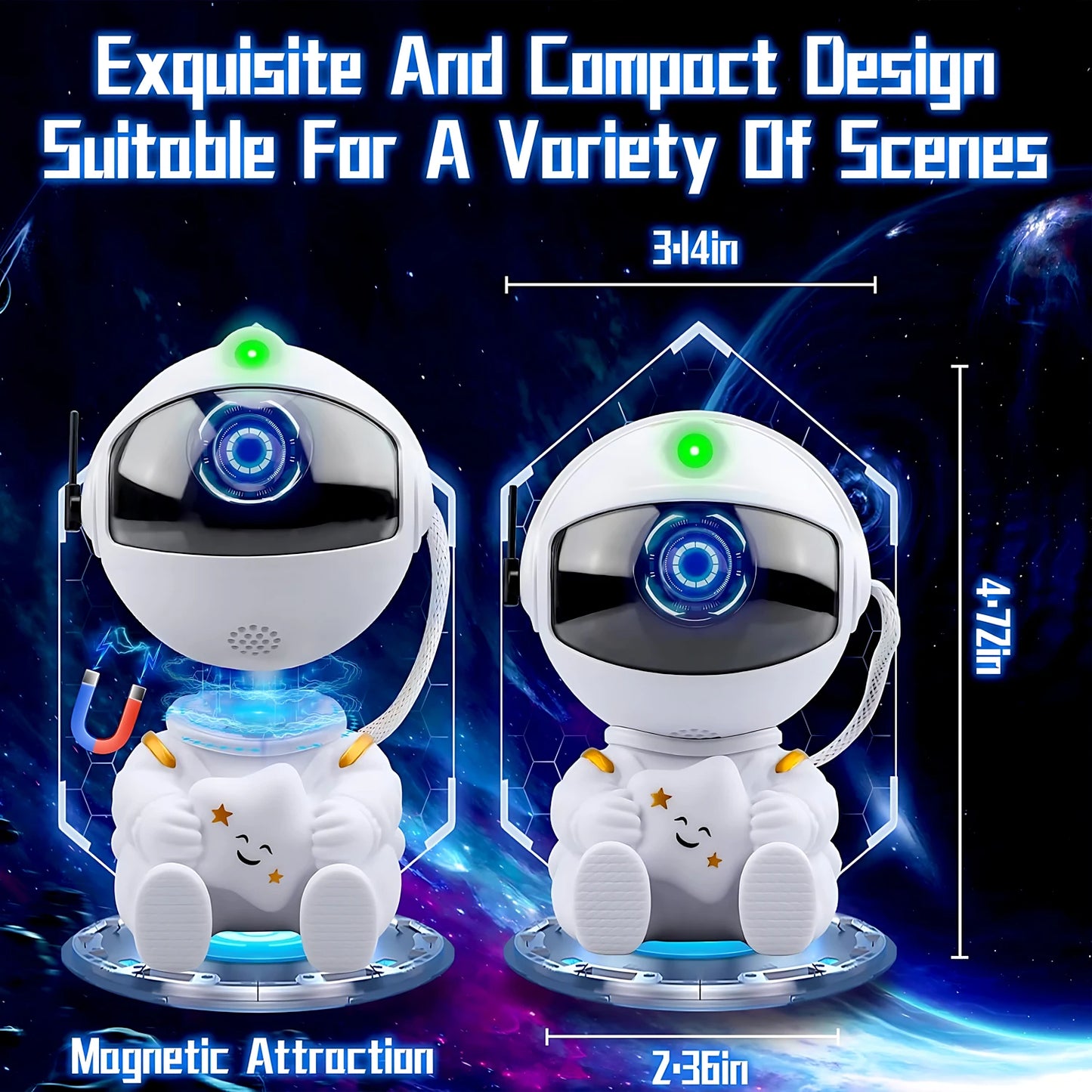 LumiNova Galaxy Projector – LED Night Light & Starry Sky Projector with Astronaut Design