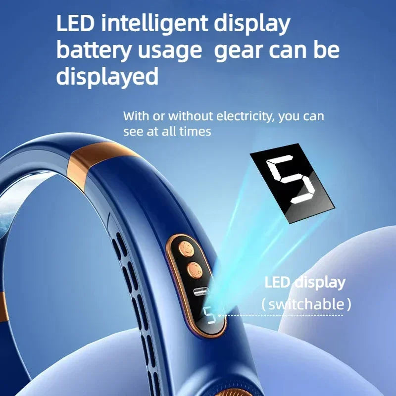 AirNest – Portable Neck Fan with Bladeless Cooling, LED Lights & USB Rechargeable Battery (4000 mAh)