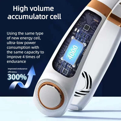AirNest – Portable Neck Fan with Bladeless Cooling, LED Lights &amp; USB Rechargeable Battery (4000 mAh)