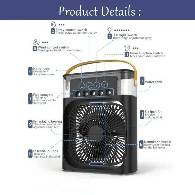 IceBreeze – Personal Mini Evaporative Air Cooler &amp; Humidifier with 7 LED Colors | Rechargeable &amp; Portable&nbsp;