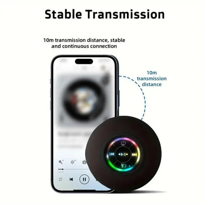 AcquaBeat – Waterproof LED Bluetooth Speaker with Suction Cup for Shower & Outdoor Use