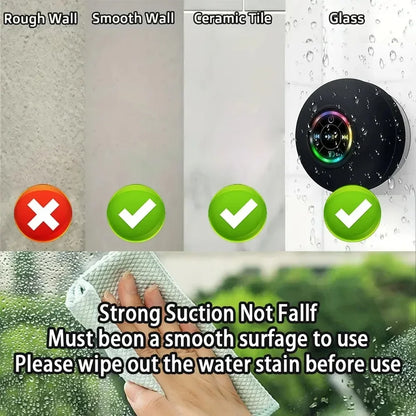 AcquaBeat – Waterproof LED Bluetooth Speaker with Suction Cup for Shower & Outdoor Use