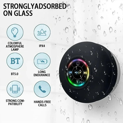 AcquaBeat – Waterproof LED Bluetooth Speaker with Suction Cup for Shower & Outdoor Use