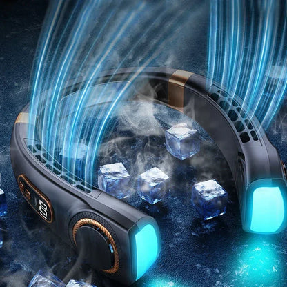 AirNest – Portable Neck Fan with Bladeless Cooling, LED Lights &amp; USB Rechargeable Battery (4000 mAh)