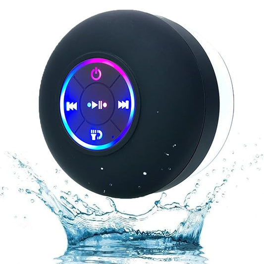 AcquaBeat – Waterproof LED Bluetooth Speaker with Suction Cup for Shower & Outdoor Use